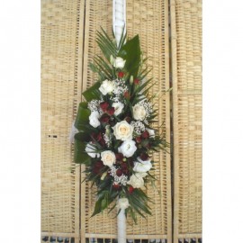 Lumanari de nunta trandafiri, mini-rosa, lisiantus si gypsophilla