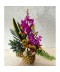 Aranjament exotic cu orhidee, craspedia si hypericum in ananas