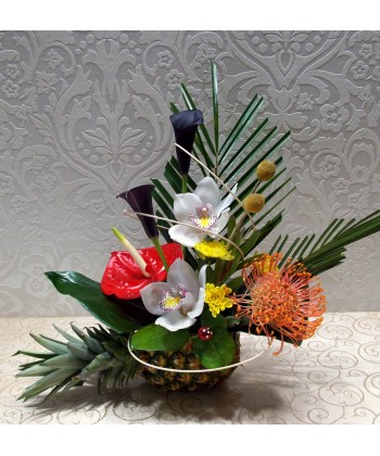 Aranjament flori exotice in ananas, livrare acasa flori