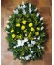 Coroana funerara din flori albe si galbene
