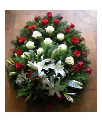 livrare coroana flori naturale trandafiri si crini