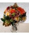 Buchet de toamna cu trandafiri, gerbera, crizanteme si frunze