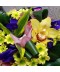 Buchet exotic si stralucitor cu orhidee, protea, bambus si crizanteme