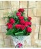 Buchet din 15 trandafiri rosii cu tija lunga si verdeata decorativa
