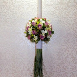 Lumanare de cununie cu trandafiri si orhidee