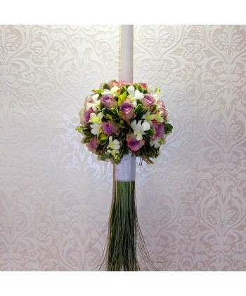 Lumanare de cununie cu trandafiri si orhidee