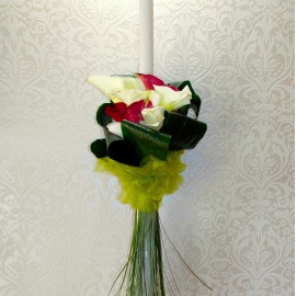 Lumanare pentru cununie din cale albe si grena