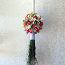 Lumanare de cununie in alb si roz