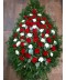 Coroana funerara cu 40 garoafe rosii si crizanteme albe