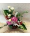 Aranjament elegant in alb si roz cu orhidee, trandafiri si hortensii