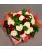 Buchet trandafiri rosii si albi cu verdeata decorativa - 41 flori
