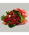 Buchet trandafiri rosii si albi tija lunga cu verdeata decorativa - 25 flori
