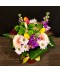 Aranjament floral zi de nastere cu flori colorate in vas