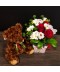 Cadoul Indragostitilor aranjament flori pe Raffaello si ursulet