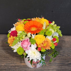 Aranjament floral mix in culori de toamna livrare zilnic