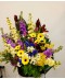 Aranjament flori multicolore, livrare mix flori in cos