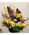 Aranjament flori multicolore, livrare mix flori in cos