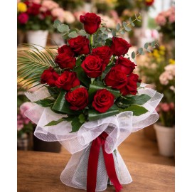 Buchet 15 trandafiri rosii, livrare trandafiri rosii