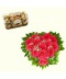Aranjament inima cu 15 trandafiri rosii si praline Ferrero Rocher