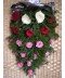 Jerba funerara din 22 trandafiri mov, rosii si albi