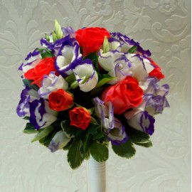 Buchet mireasa cu trandafiri, lisianthus buchet