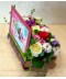 Aranjament floral in cutie tip carte